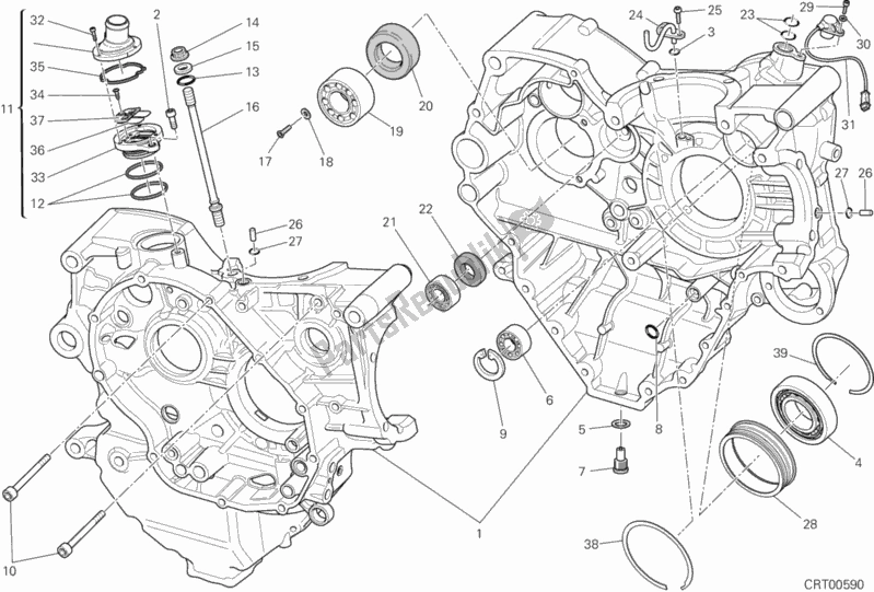 All parts for the 010 - Half-crankcases Pair of the Ducati Monster 1200 S USA 2014